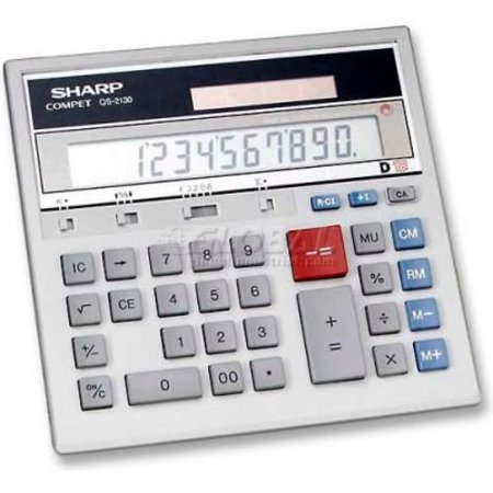 SHARP ELECTRONICS Sharp® 12-Digit Desktop Calculator, QS2130, Dual Power, 7-1/2" X 6-7/8" X 2-2/3", Grey QS2130